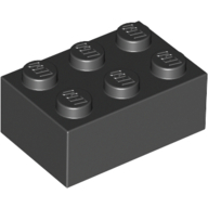 Lego kostka (kostička) 2x3, černá (300226)